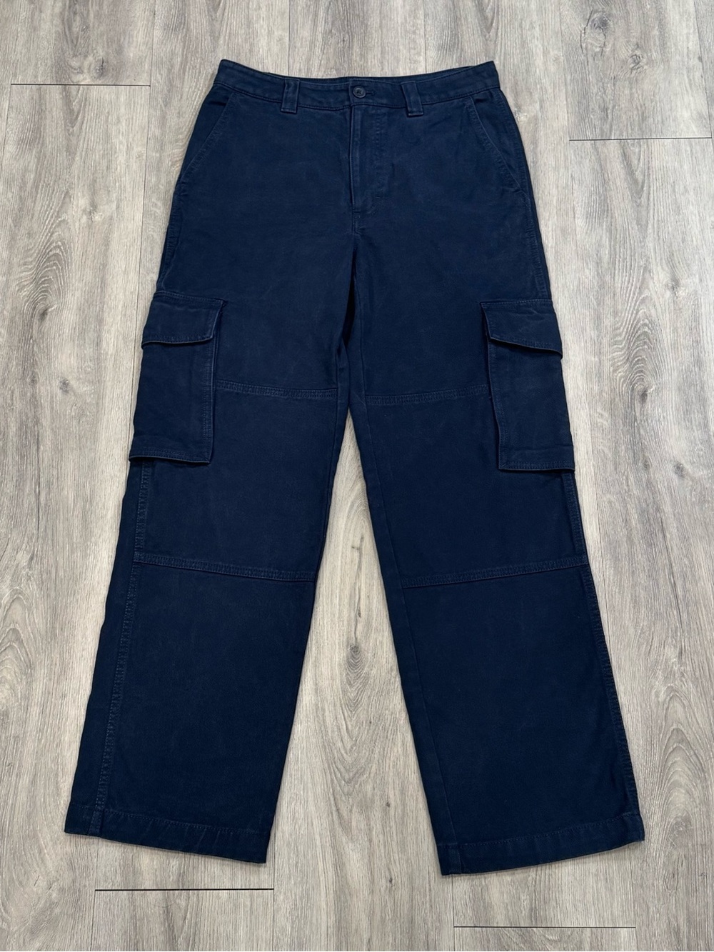 TNA Casual Navy Blue High Rise Wide-Leg Utility Cargo Trouser Pants